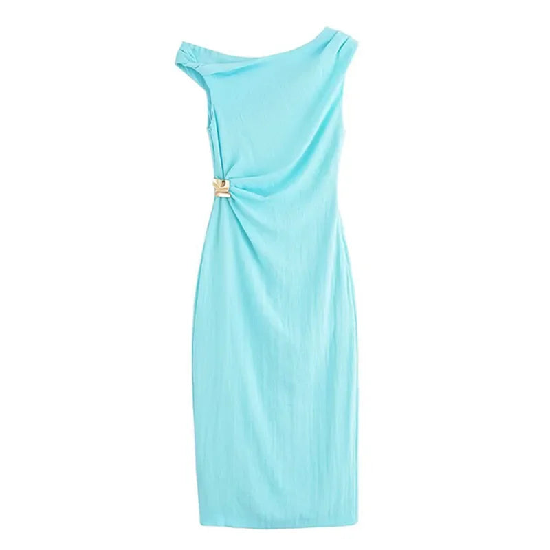 Vestido largo elegante para mujer | Vestido asimétrico con abertura, verano 2025
