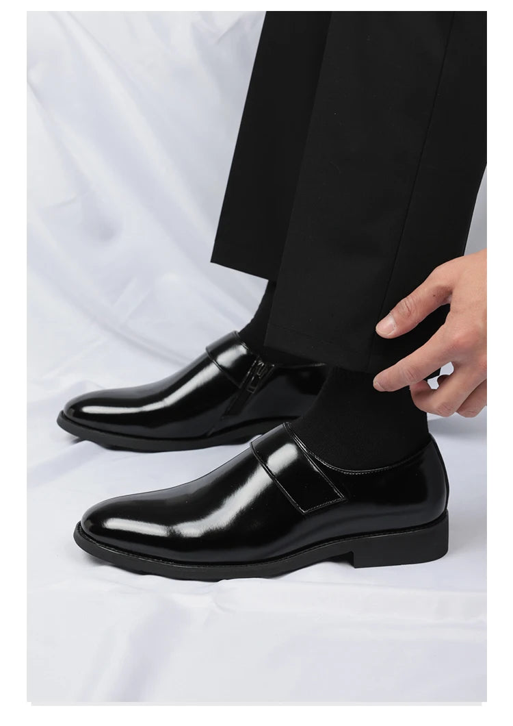 Zapatos Formales Morados Hombre | Charol Punta Estrecha Sin Cordones Cómodos Negocios