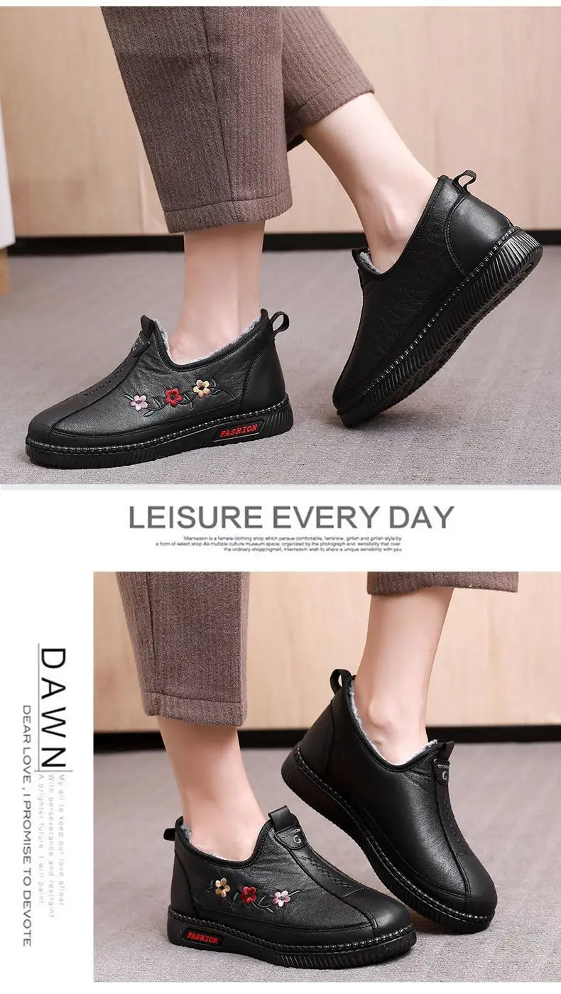 Zapatillas De Invierno Para Mamá | Mocasines Tipo Oxford Felpa Calidad