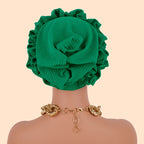 Gorro Turbante con Volantes para Mujer, Color Sólido