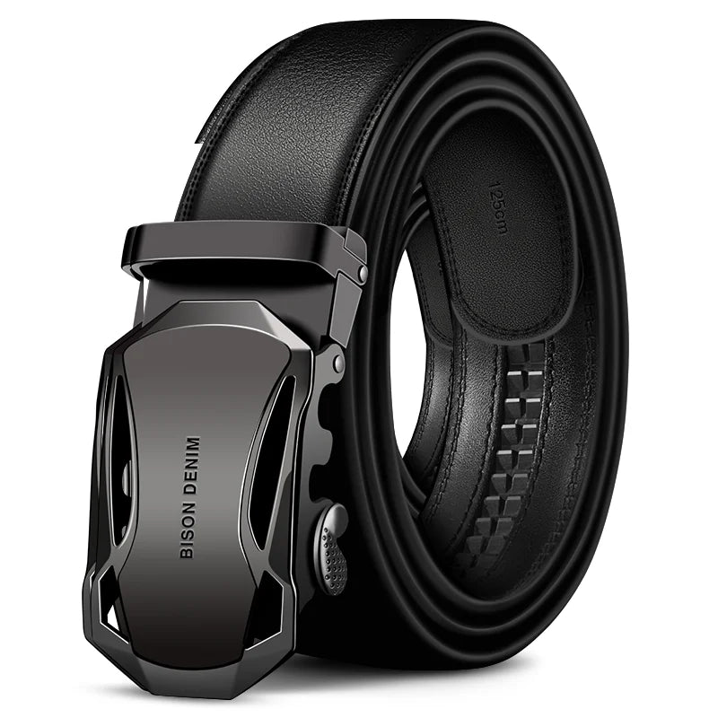Luxury Brand Business Belt Men Top Quality Genuine Leather Waist Strap Black Male Simple Automatic Buckle Jeans Belts for Men