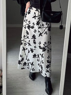 Falda Vintage de Satén | Estampado Floral Elegante