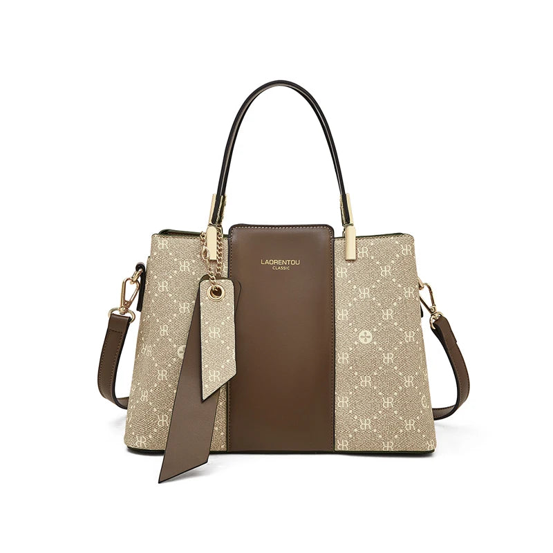 Marca LAORENTOU, bolso de mano de cuero sintético para mujer, bolso de hombro clásico para Otoño e Invierno 2025, bolso de mano de gran capacidad para trabajo de oficina