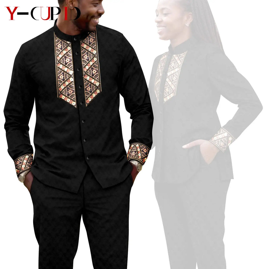 Conjunto Jacquard Africano Boda Pareja | Blusa y Pantalón | Tallas XS-6XL | Tico Trendy