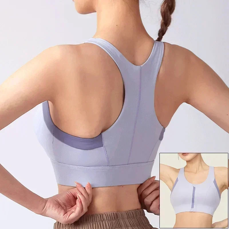 Top Sujetador Deportivo para Mujer | Cremallera Frontal y Realce | Top de Yoga y Fitness