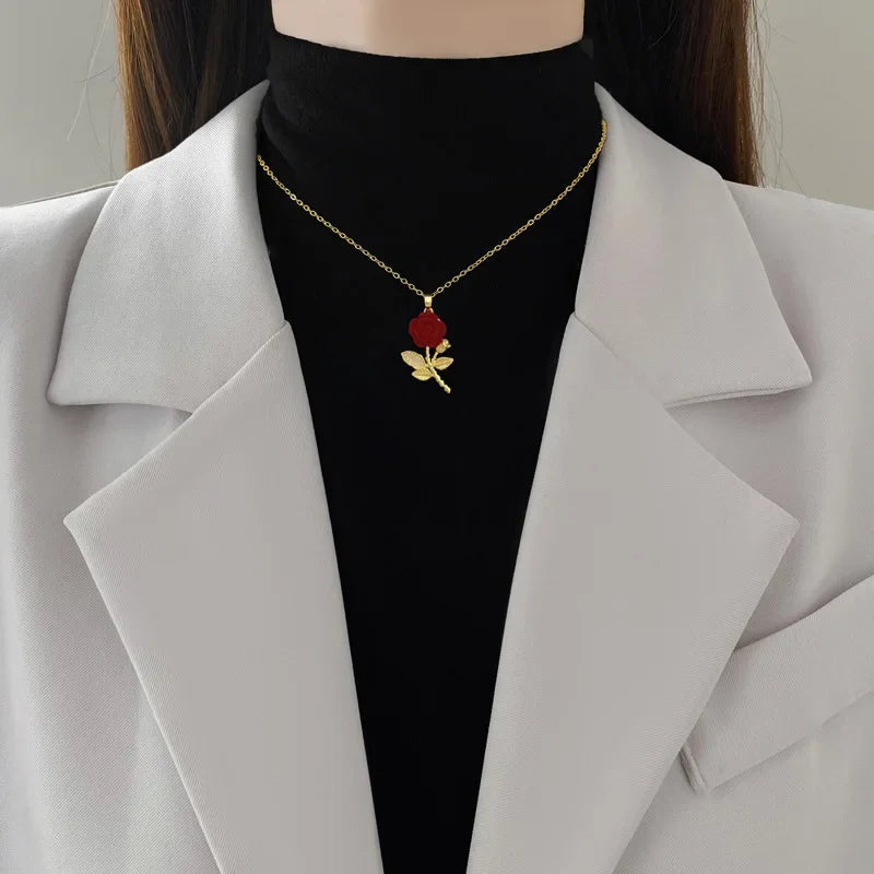 Collar Circón Rosa ∣ Acero Inoxidable Fiesta ∣ TRENDY Femenino Regalo