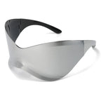 Gafas Sol Gran Tamaño Sin Montura Futuristas | PUNK Y2K Plateadas UV400 Espejo