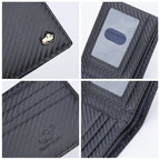 BISON DENIM-billetera de fibra de carbono para hombre, Tarjetero con bloqueo RFID, bolsillo para monedas, monedero de cuero plegable para negocios, regalos ideales para hombre