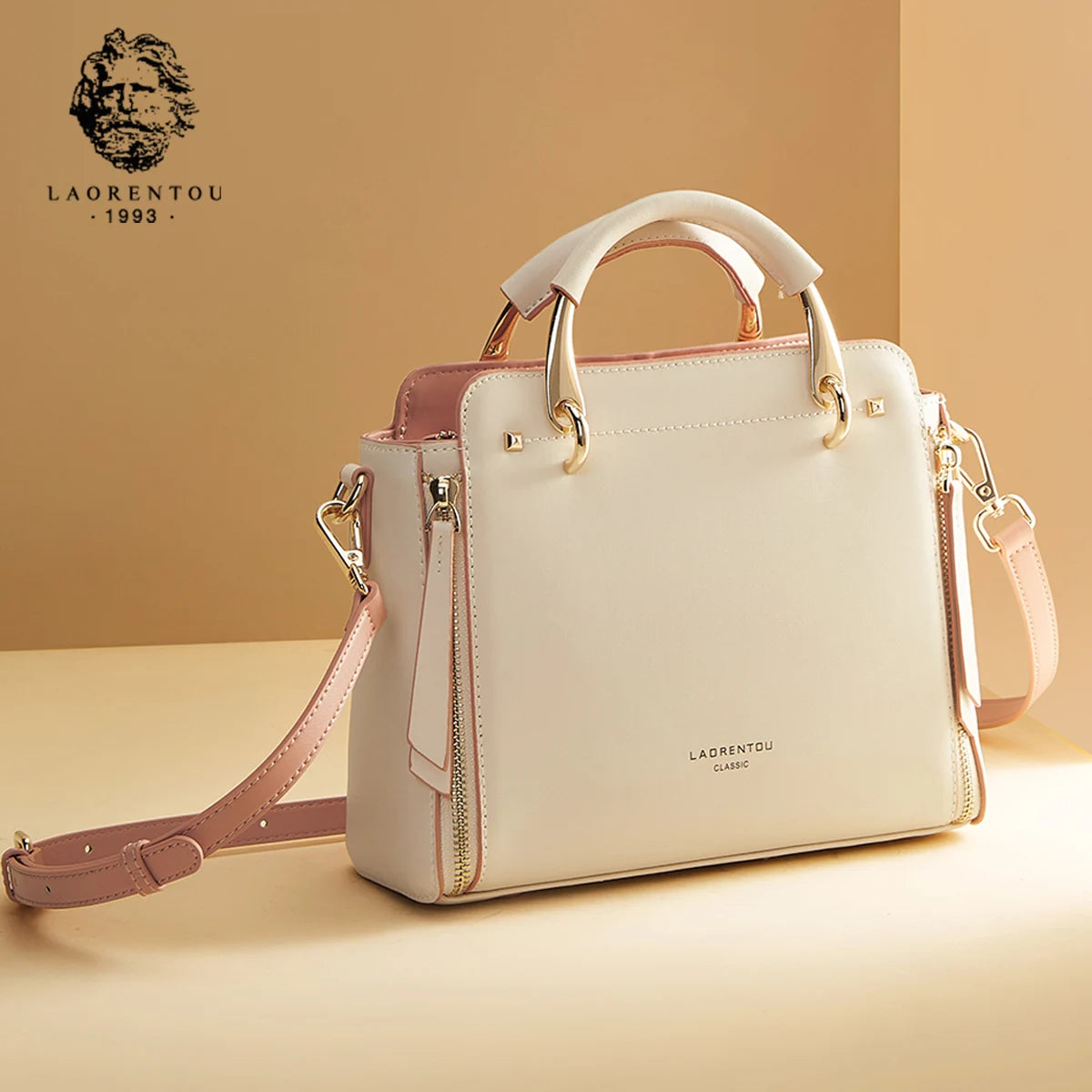 LAORENTOU Bolso grande de hombro de cuero dividido para mujer, bolso grande para mujer, bolso cruzado 2025