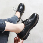 Mocasines Retro Marrones con Cuña | Cuero | Bailarinas Oxford | Talla Grande