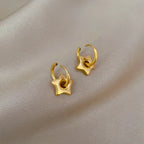 Pendientes de aro de estrella simples de Color dorado de acero inoxidable para mujeres y niñas, accesorios para las orejas a la moda, regalos de joyería