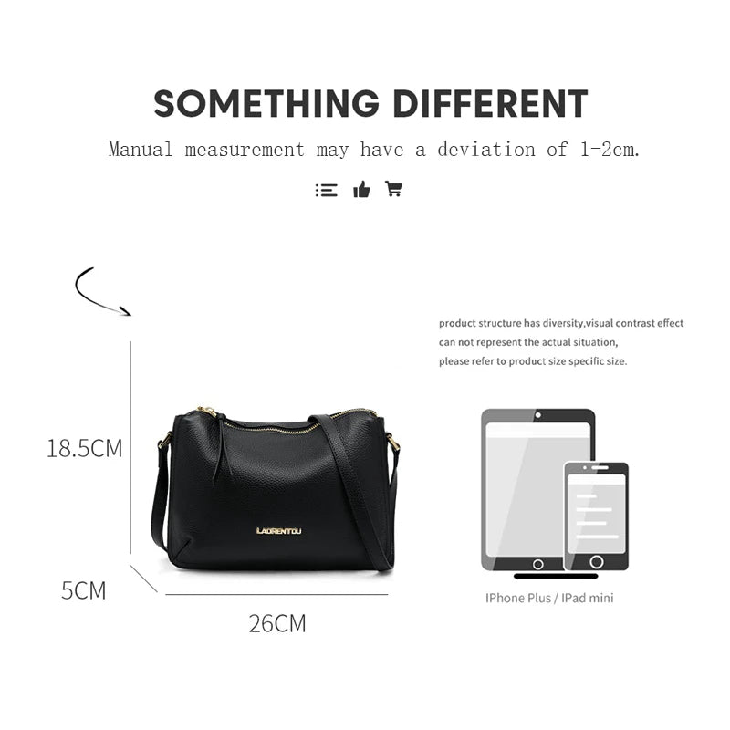 LAORENTOU bolso de hombro para mujer de piel auténtica 2025 Otoño Invierno bolso cruzado clásico bolso de moda que combina con todo elegante Oficina
