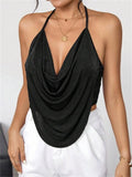 Top Corto Drapeado Halter | Espalda Descubierta | Fiesta Y Discoteca | Ticotrendy