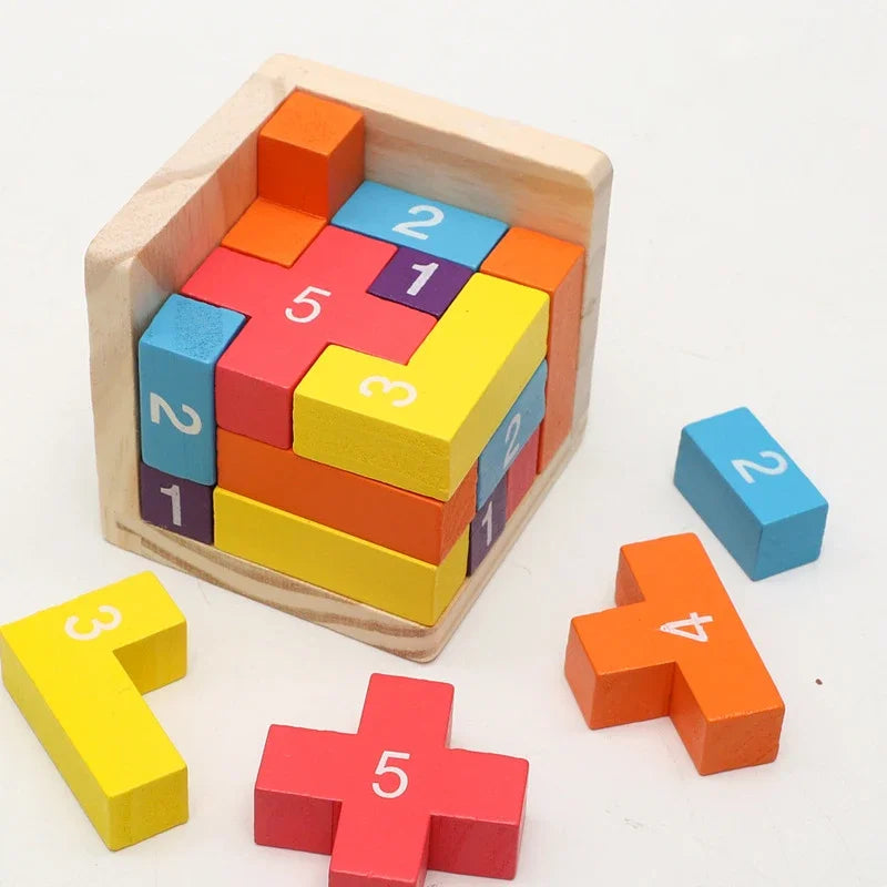 Rompecabezas de cubo 3D Luban entrelazado juguete educativo creativo de madera cerebro mente juego de aprendizaje temprano regalo para niños carta