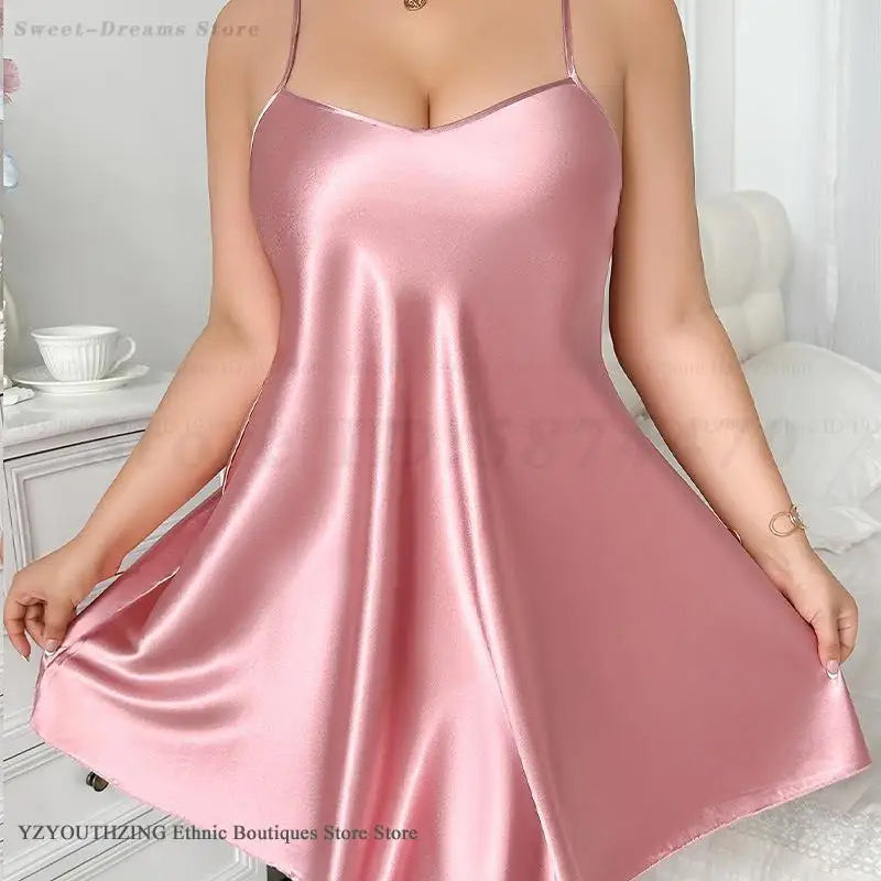 Camisón de Seda Helada con Tirantes | Talla Grande