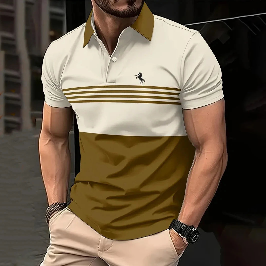 Polo Hombre Casual ∣ Verano con Botones ∣ Estampado de Rayas