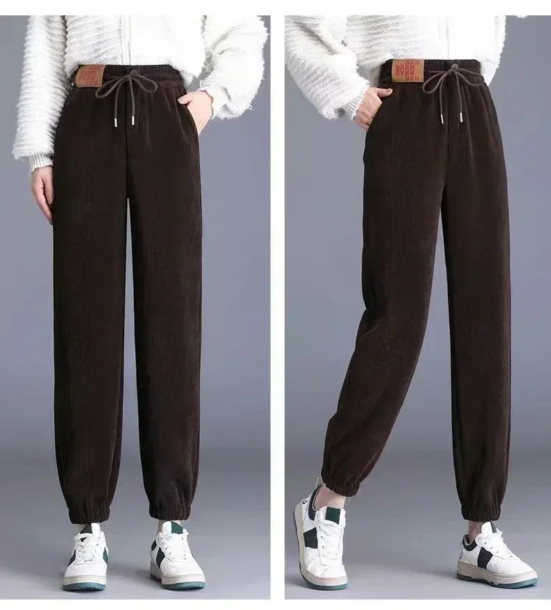 Pantalón Pana Gruesa Acolchada | Harlan Holgado | Tobillo Agrupado | Invierno Mujer | Ticotrendy