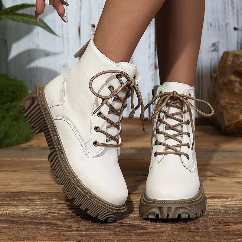 Botines de Plataforma | Suela Gruesa | Motociclista | Mujer
