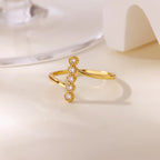 Anillo Ticotrendy Sol Lujo | Ópalo Circón | Abierto Acero Inox Oro | Joyería 2025