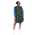 Vestido Africano sin Cuello con Parches de Mezclilla