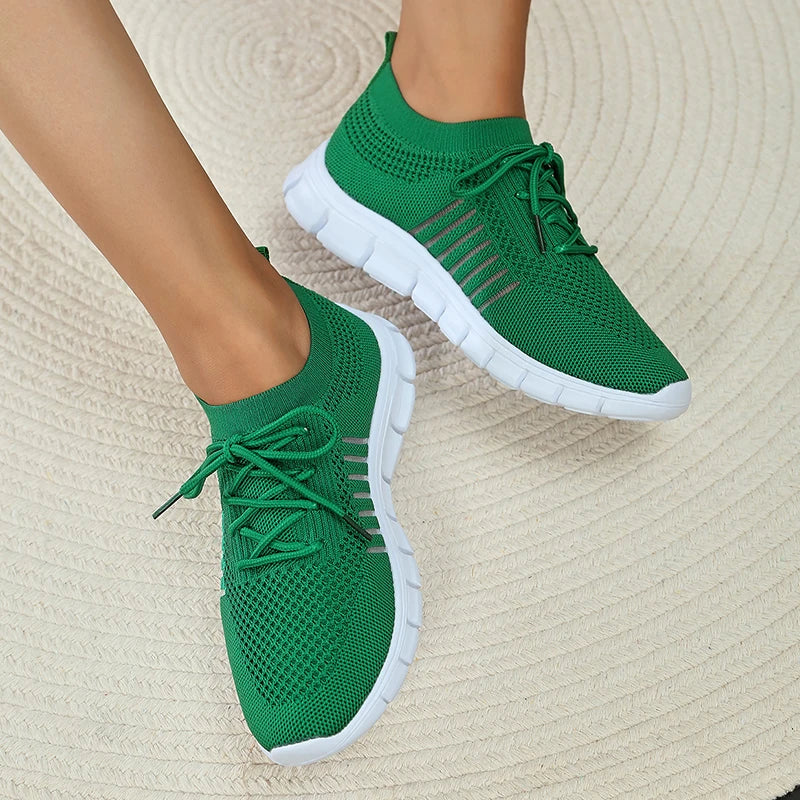 Zapatillas de Punto Transpirables | Plataforma | Suela Blanda | Talla Grande | Verano