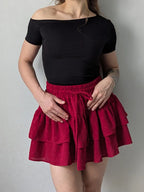 Minifalda Plisada de Gasa | Con Volantes y Pantalones Cortos Internos
