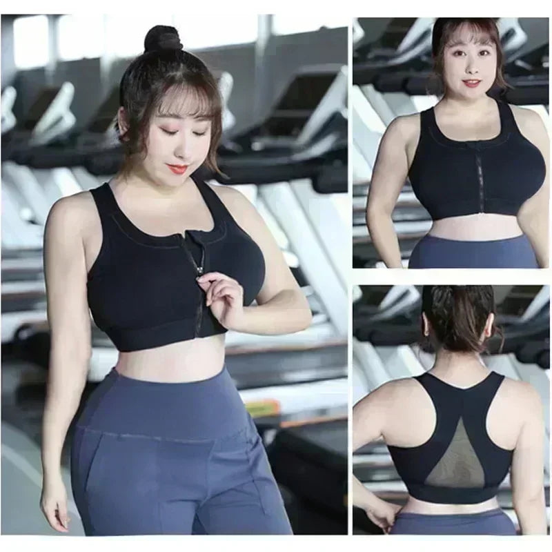 Top Sujetador Deportivo para Mujer | Cremallera Frontal y Realce | Top de Yoga y Fitness