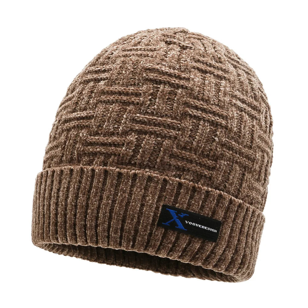 Gorro Tejido Lana Chenilla Terciopelo Grueso Térmico | Invierno Ajustable Unisex