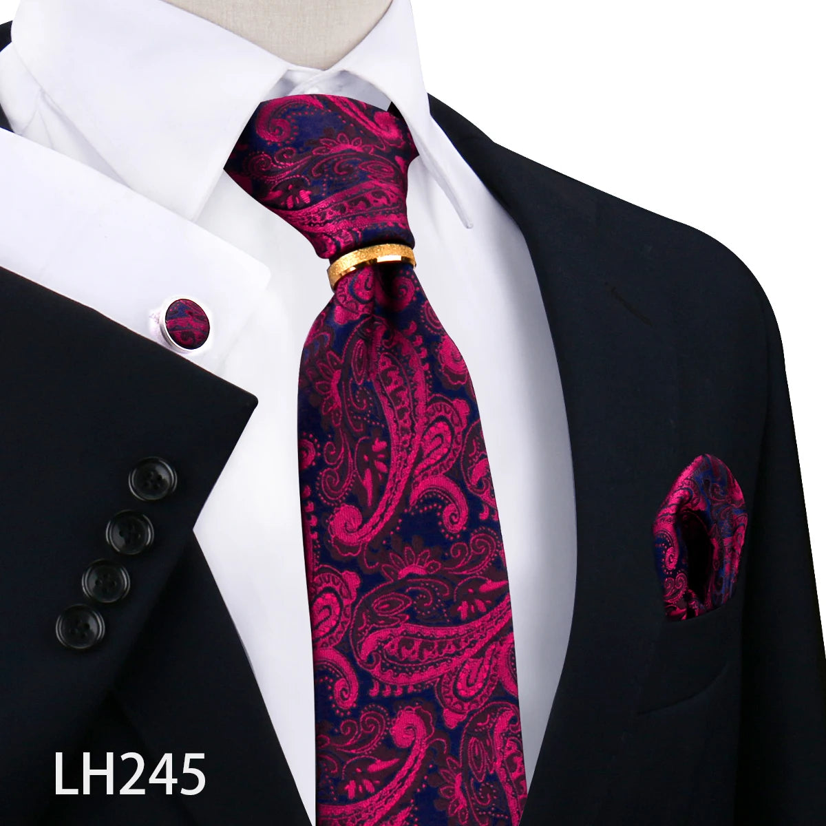 Set De Corbata Anillo Gemelos Pañuelo Accesorio De Traje Boda