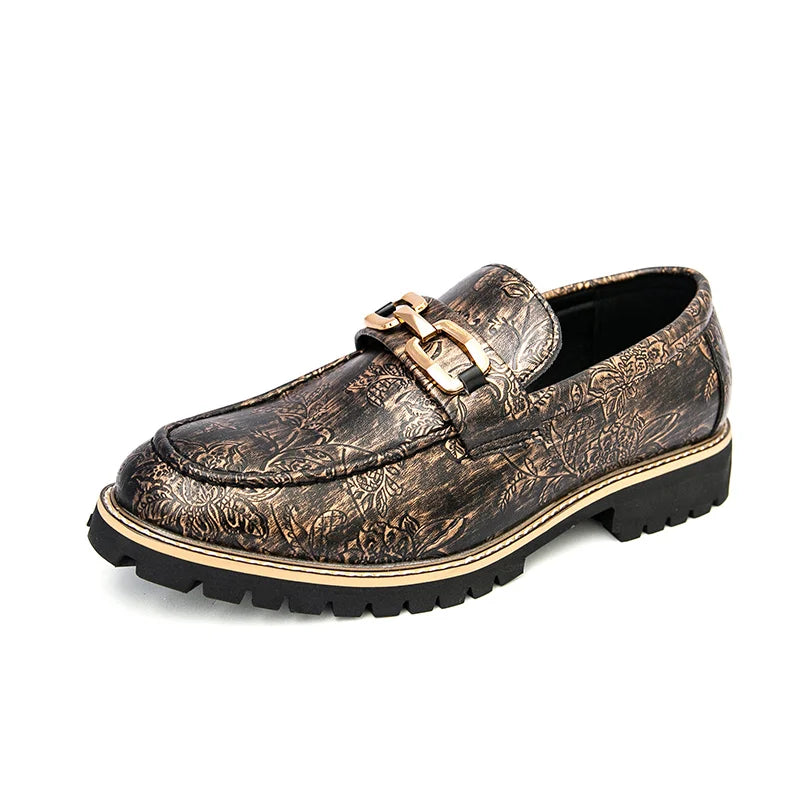 Zapatos Vestir Hombre Estampado Dorado | Negocios Punta Estrecha Antideslizante Formal