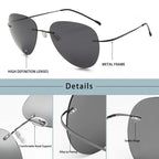 Gafas de Sol Caterside Polarizadas | Lentes Ultraligeras de Aleación de Titanio | Sin Montura