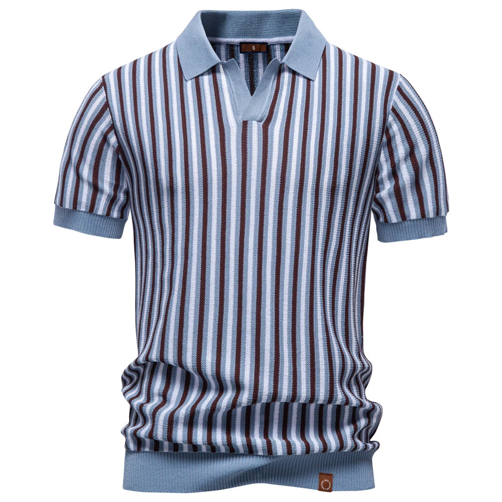 Polo Verano Rayas Tela Fresca Hombre | Manga Corta Transpirable | Tallas S-XXL | Tico Trendy
