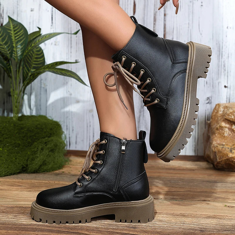 Botines de Plataforma | Suela Gruesa | Motociclista | Mujer
