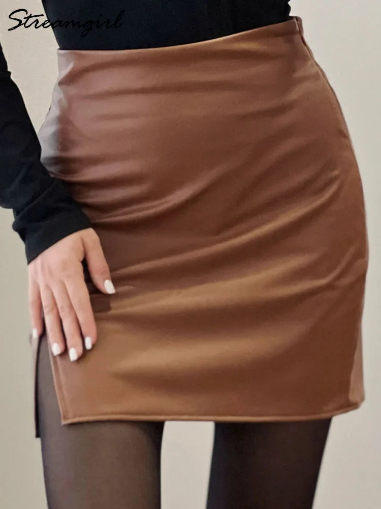 Falda Corta de Cuero | Cremallera y Talle Alto | Sexy Casual