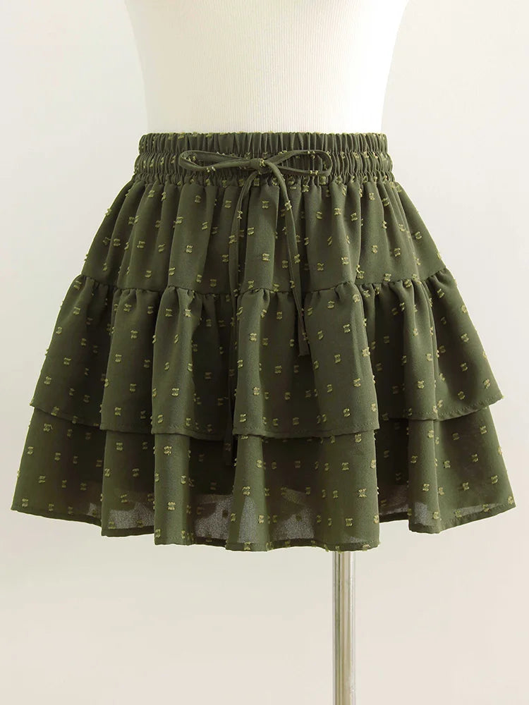 Minifalda Plisada de Gasa | Con Volantes y Pantalones Cortos Internos