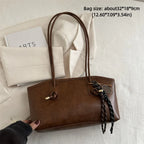 Y2K-Bolso de hombro de trabajo de gran capacidad para mujer, bolsos sencillos de Color sólido, bolso de mano de cuero PU