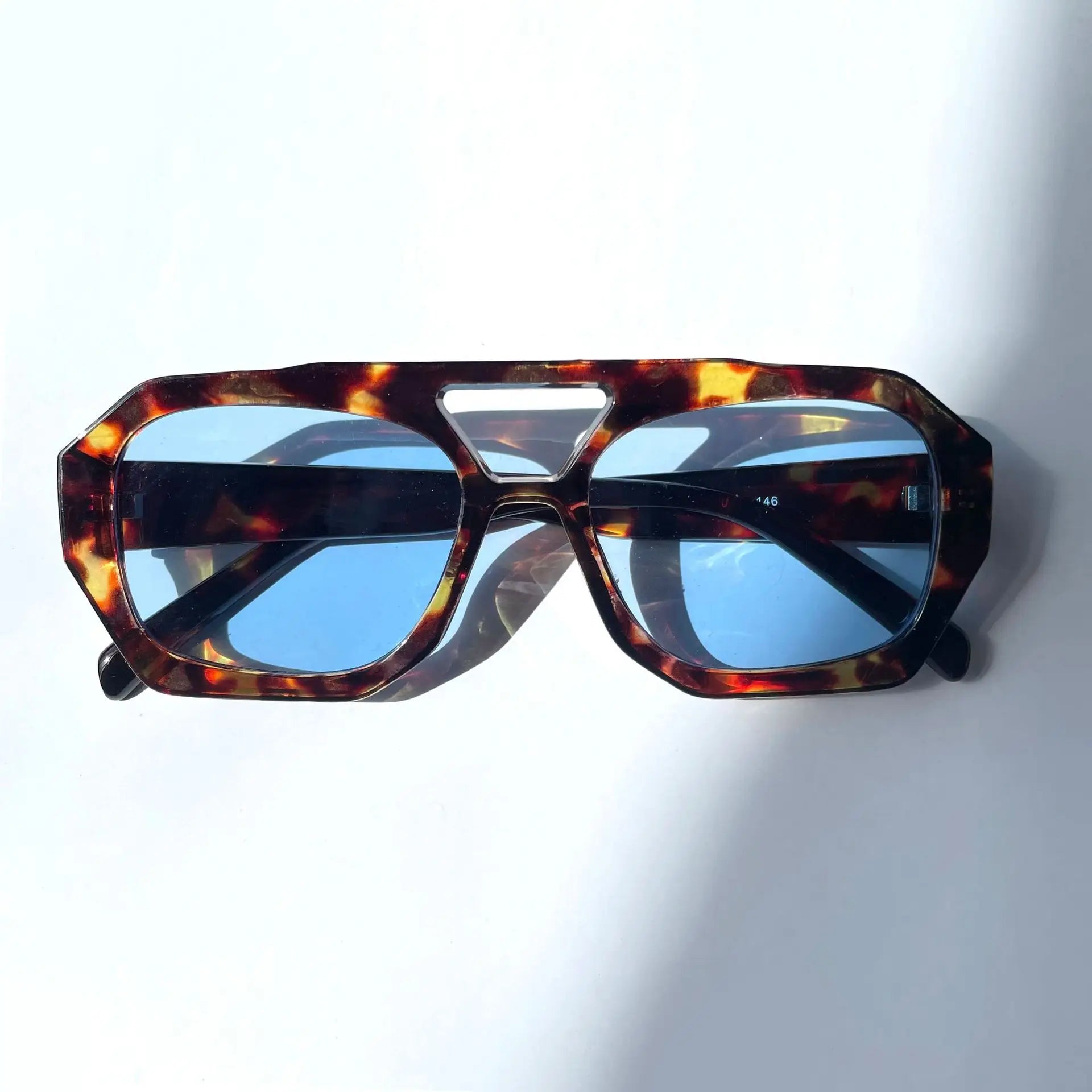 Gafas Sol Retro Doble Puente Montura Grande | Leopardo Té Degradado Moda Casual