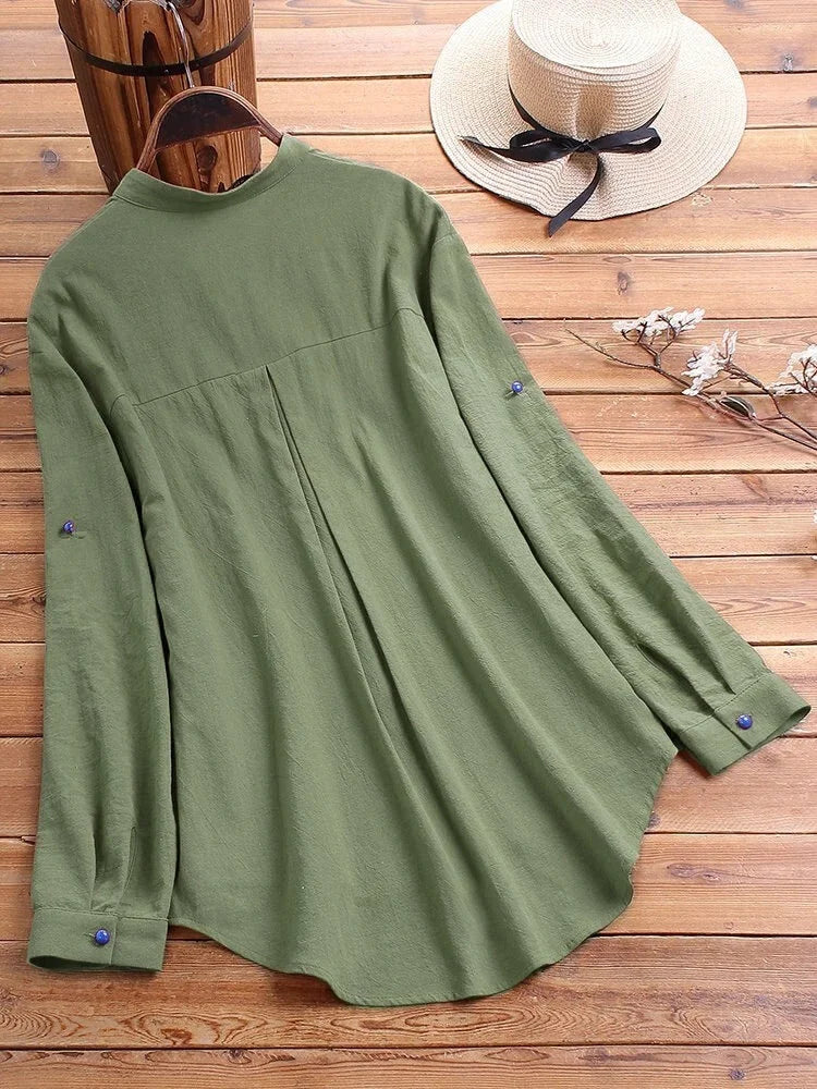Camisa Estampada Cuello Alto Plus Size | Oficina Transpirable | Tallas 1XL-5XL | Tico Trendy