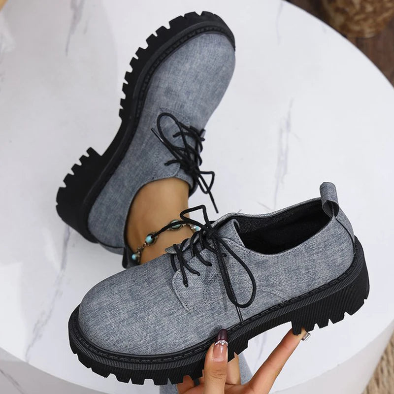 Mocasines Británicos de Retales con Cordones | Plataforma | Punta Redonda | Talla Grande