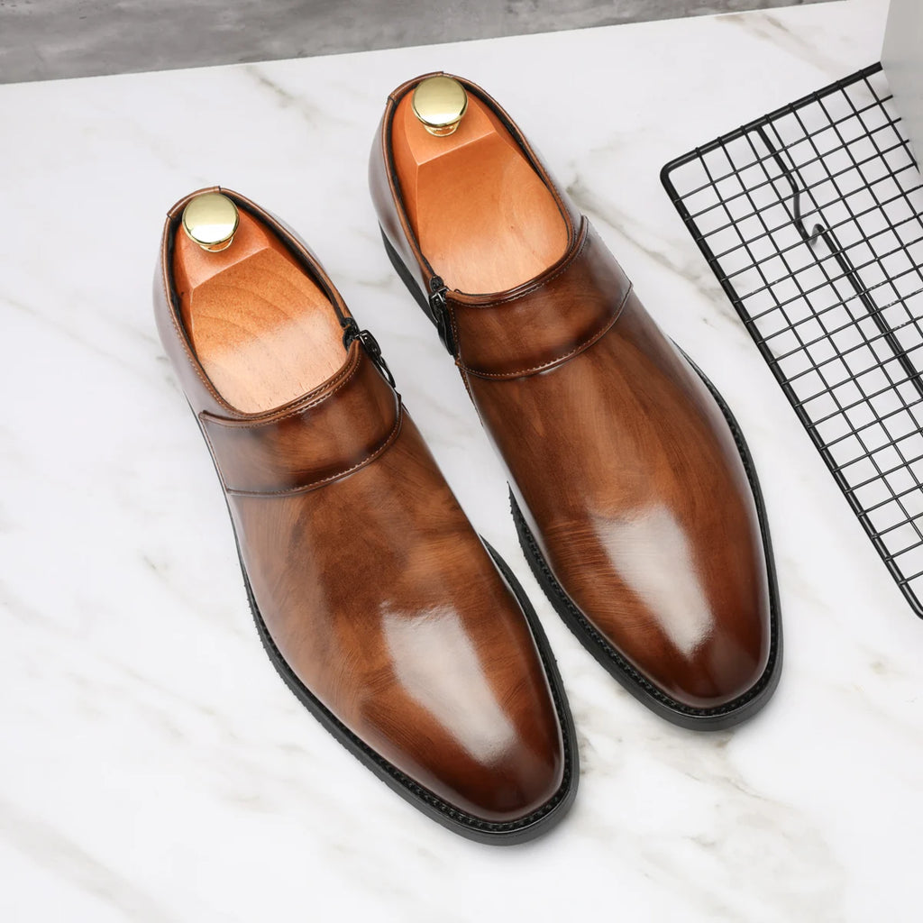 Zapatos Formales Morados Hombre | Charol Punta Estrecha Sin Cordones Cómodos Negocios