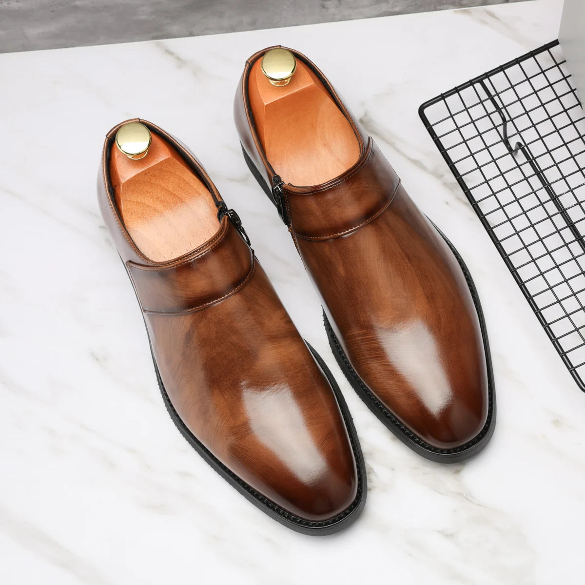 Zapatos Formales Morados Hombre | Charol Punta Estrecha Sin Cordones Cómodos Negocios