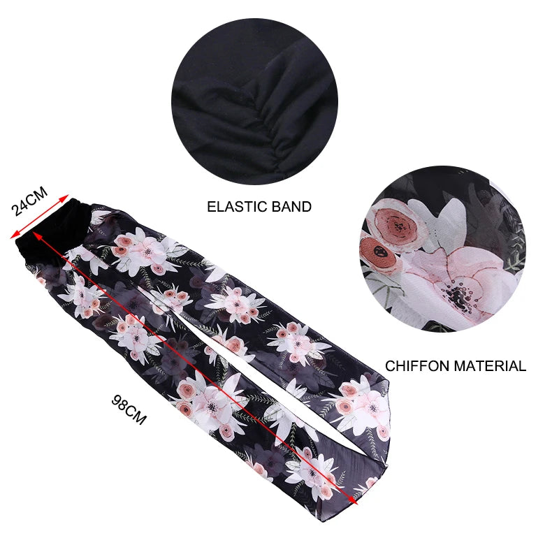 Turbante elástico con estampado de flores para mujer musulmana, para la cabeza preatado Hijab, Bandana para la pérdida de cabello, bufanda para la cabeza, novedad