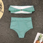 Bikini De Cintura Alta Rayas Irregulares Playa Mujer Dos Piezas