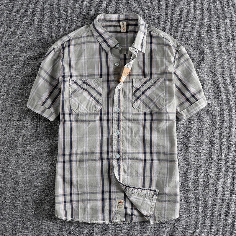 Camisa Cuadros Hombre | Algodón Lavado | Estilo Gótico | Manga Corta | Ticotrendy Costa Rica