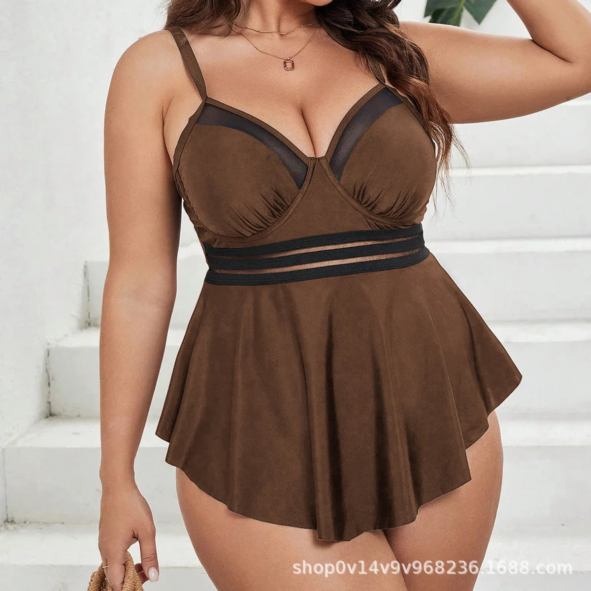 Tankini Push-Up de Cintura Alta con Espalda Descubierta