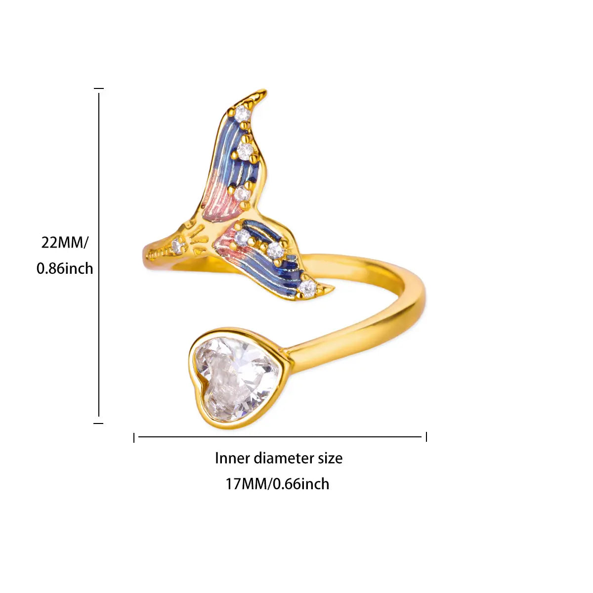 Anillo Mariposa Ticotrendy | Zirconia y Cola Pez | Acero Inox Oro | Joyería Moda 2025