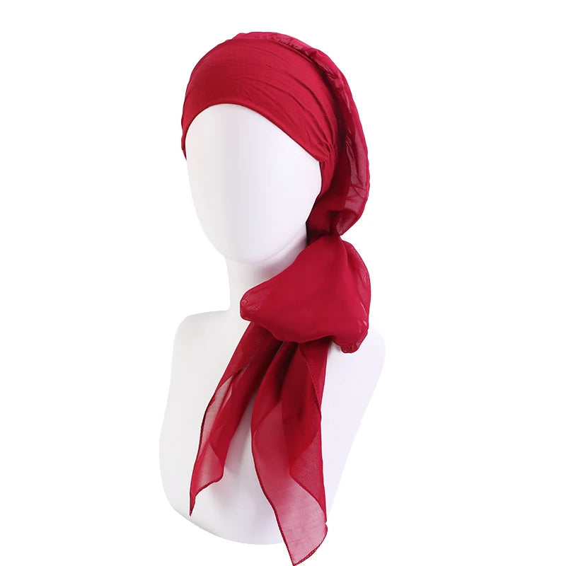 Turbante elástico con estampado de flores para mujer musulmana, para la cabeza preatado Hijab, Bandana para la pérdida de cabello, bufanda para la cabeza, novedad