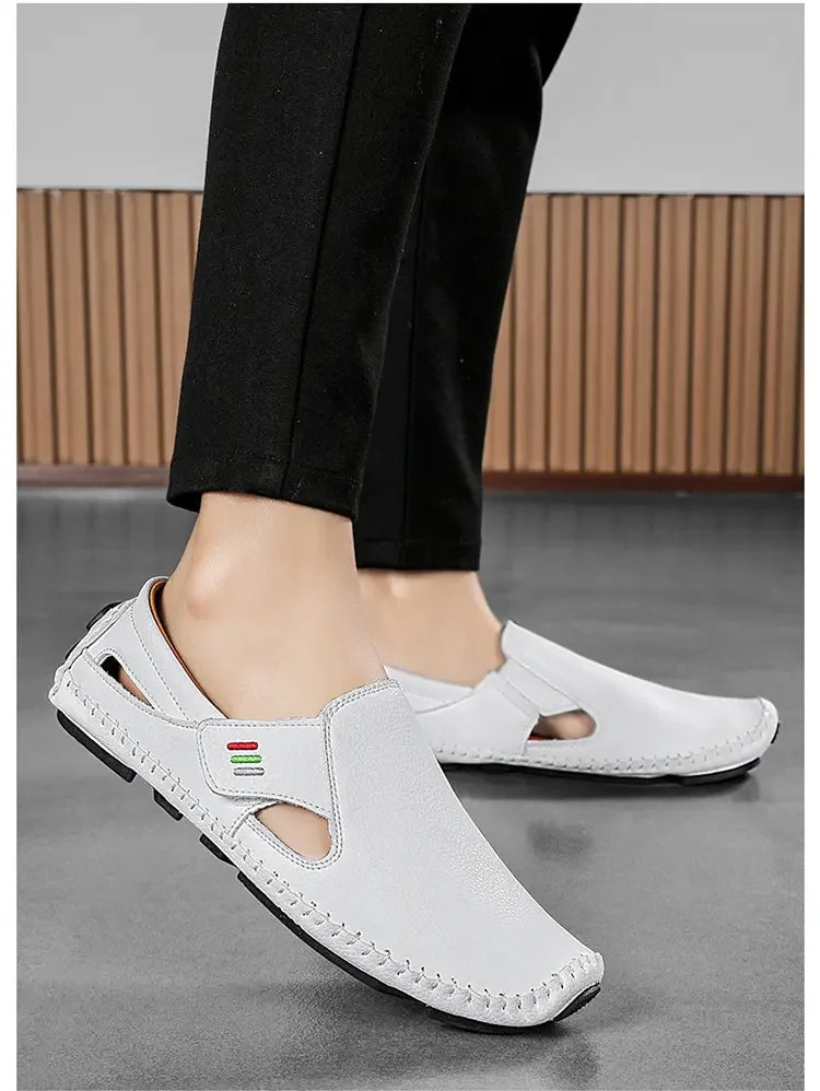Mocasines Cuero Hombre 2025 ∣ Ahuecados Conducción ∣ Lujo Verano
