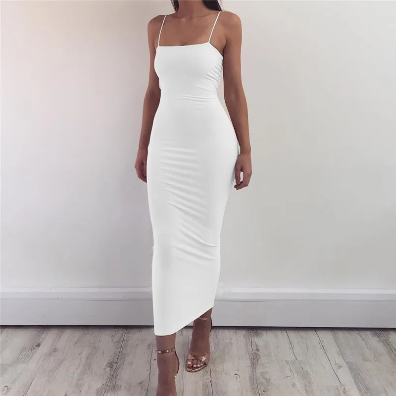 Vestido Sexy De Verano Ceñido Sin Mangas Espalda Descubierta 2025