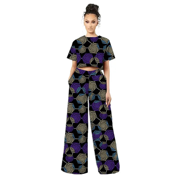 Conjunto Africano Mini Top y Pantalón Pierna Ancha